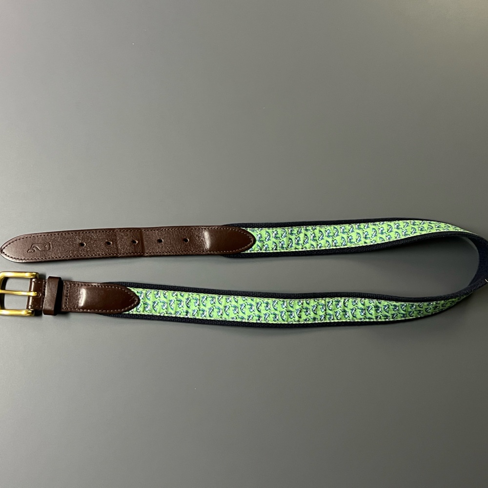 Stylish Vineyard Vines Brown and Green Men's Belt